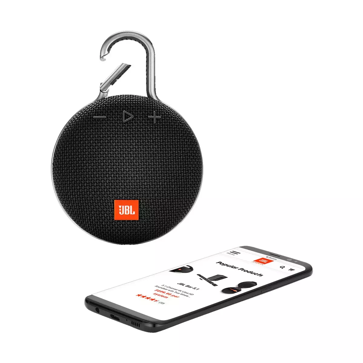 JBL Clip 3 Portable Bluetooth Speaker -Black - 1