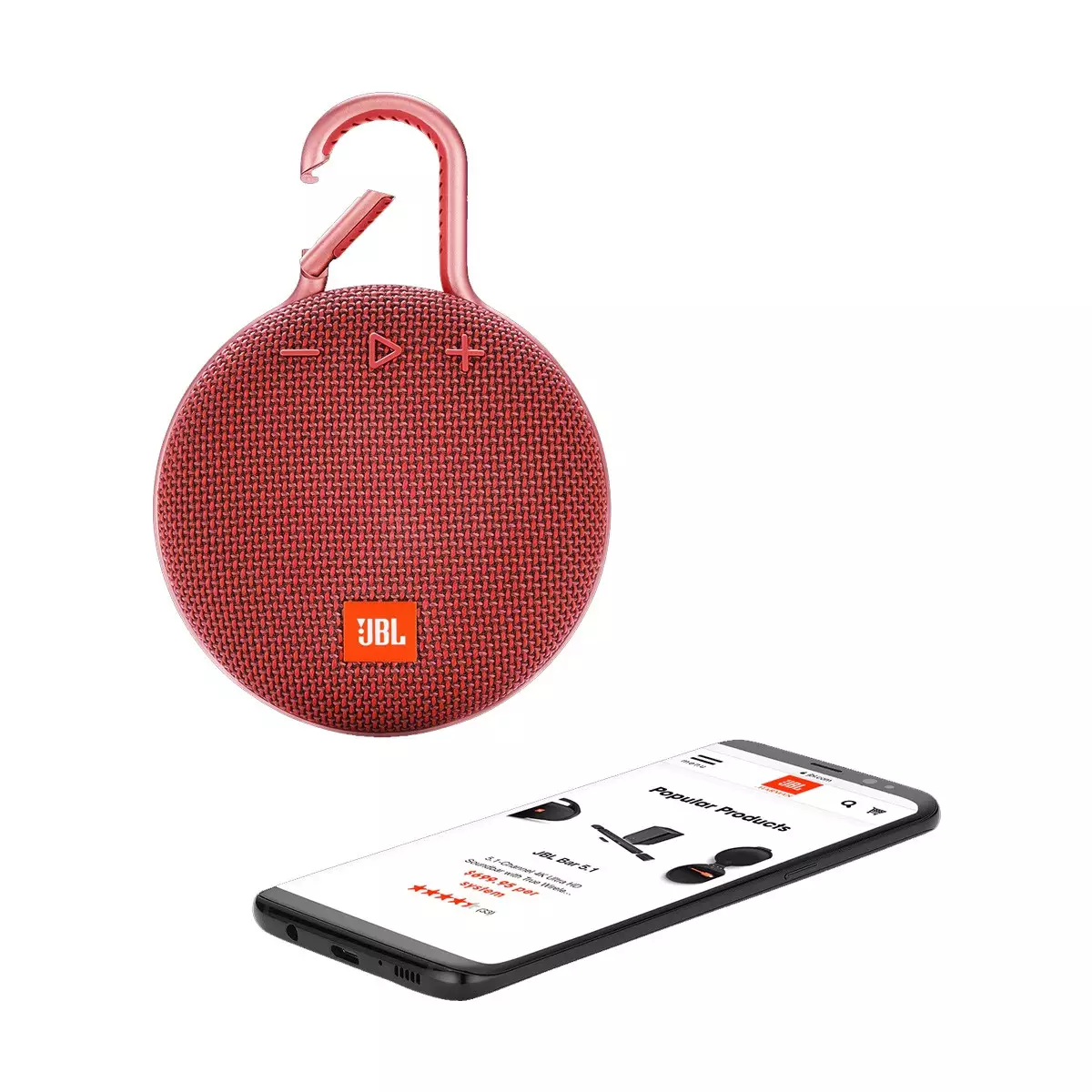 JBL Clip 3 Portable Bluetooth Speaker -Red - 2