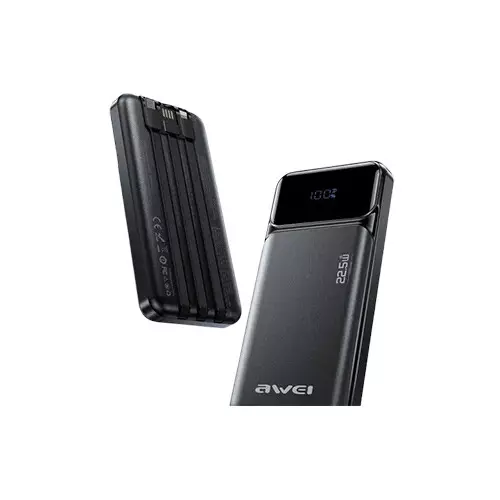 Awei PA-91 22.5W Fast Charging 10000 Power Bank with Built-in Cable - 1