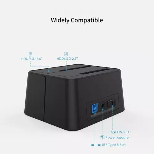 Wavlink WL-ST334U USB 3.0 to SATA Dual Bay External Hard Drive Docking Station - 1