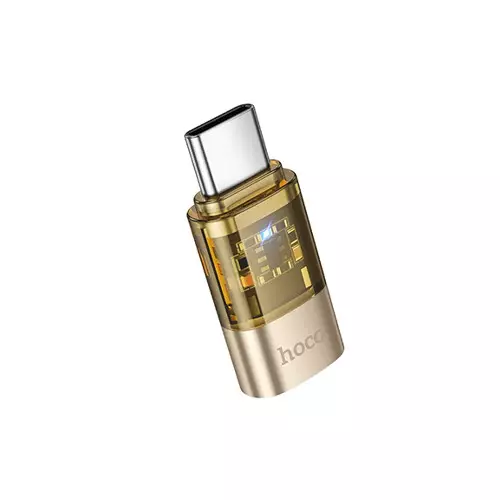 Hoco UA36D Type-C male to Lightning female Transparent Converter (Gold)