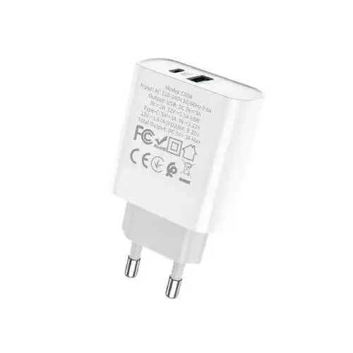 Hoco C80A 20W Dual Port Charger Adapter - 1
