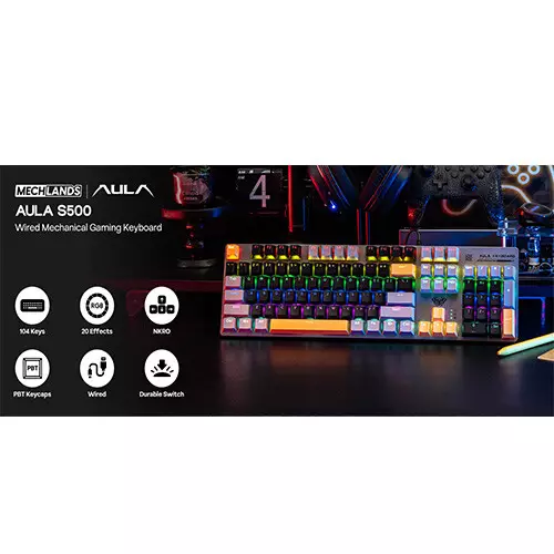 AULA S500 Wired Mechanical Keyboard with Number Pad - 1