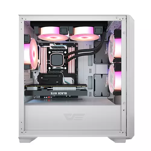 Aigo DarkFlash DLM23 Mini Tower Tempered Glass Micro-ATX Case (White) - 1