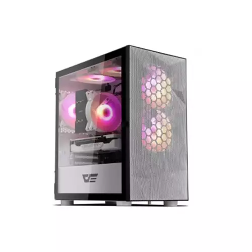 Aigo DarkFlash DLM21 MESH Tower Tempered Glass Micro-ATX Case (White) - 1