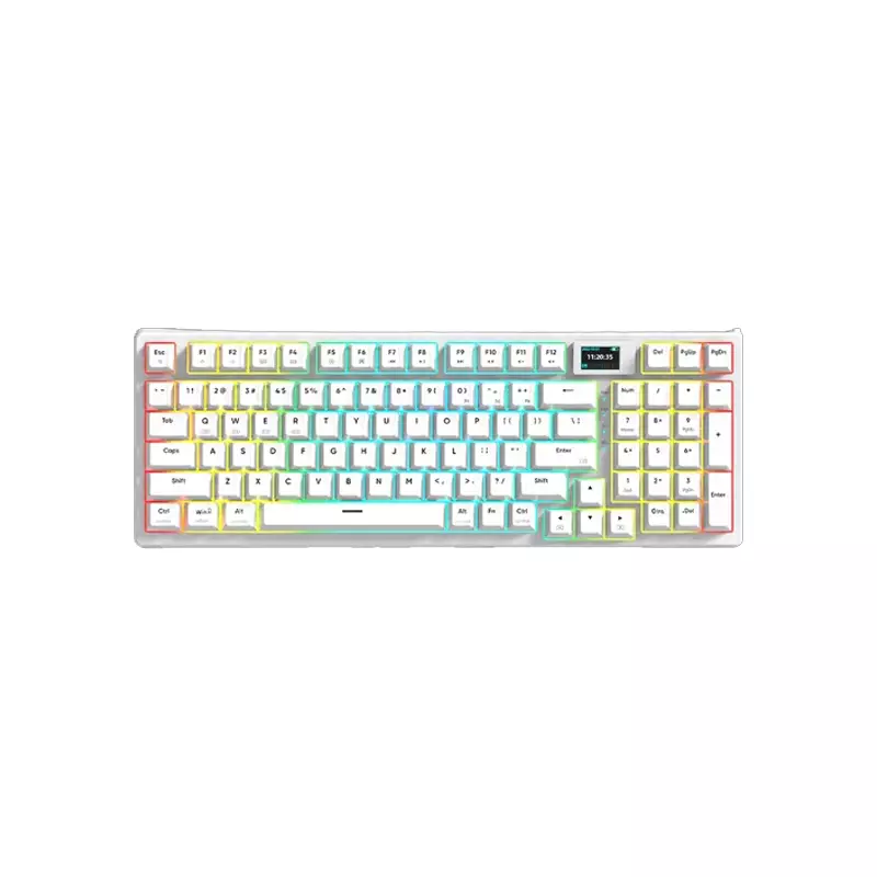 MONKA 3098 PRO TRI MODE RGB BROWN SWITCH HOTSWAPPABLE WHITE MECHANICAL KEYBOARD