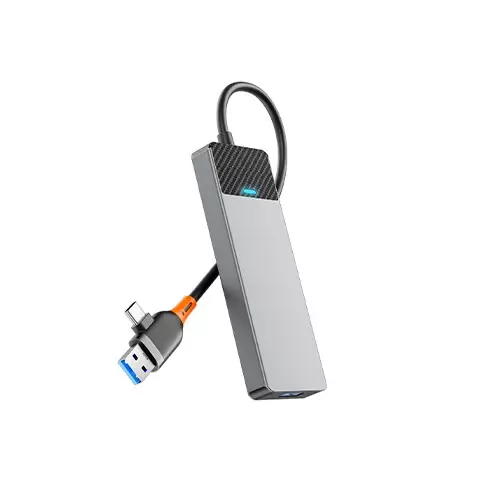 WiWU A431C Linker 4 in 1 USB-A & USB-C Gray Hub - 1