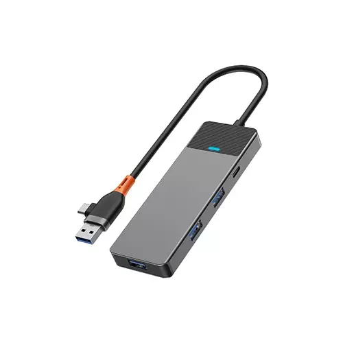 WiWU A431C Linker 4 in 1 USB-A & USB-C Gray Hub - 4