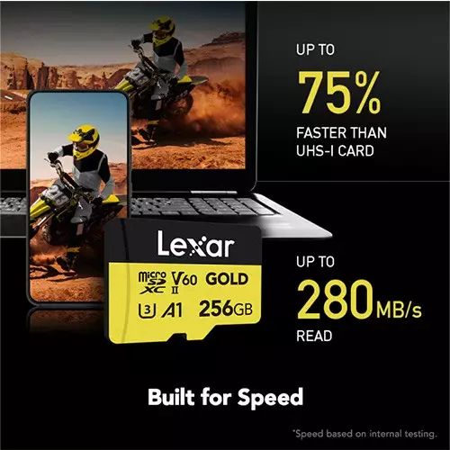 Lexar Professional GOLD 256GB microSDXC UHS-II Memory Card - 2