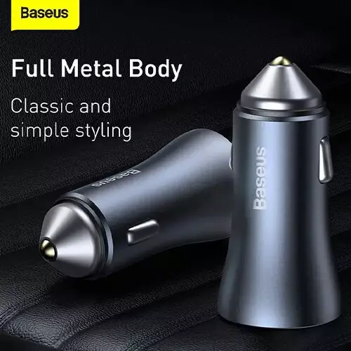 Baseus TZCCJD-B0G 40W Dual Port Mini Car Charger with Lightning Cable - 2