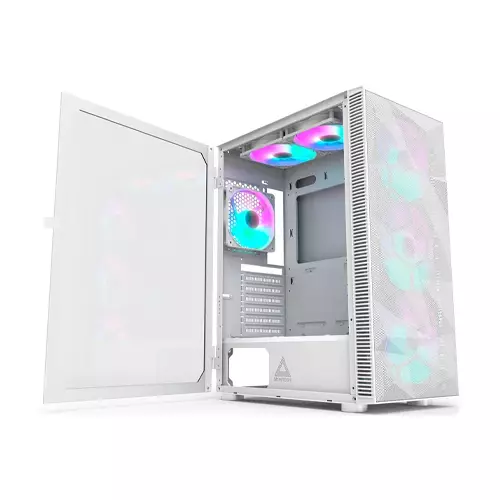 Montech X3 Mesh RGB Lighting Tempered Glass ATX Mid-Tower Gaming Case (White) - 1
