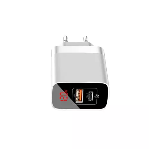 BASEUS CCJMHA-A02 MIRROR LAKE DUAL QC DIGITAL DISPLAY QUICK CHARGER (WHITE) - 2