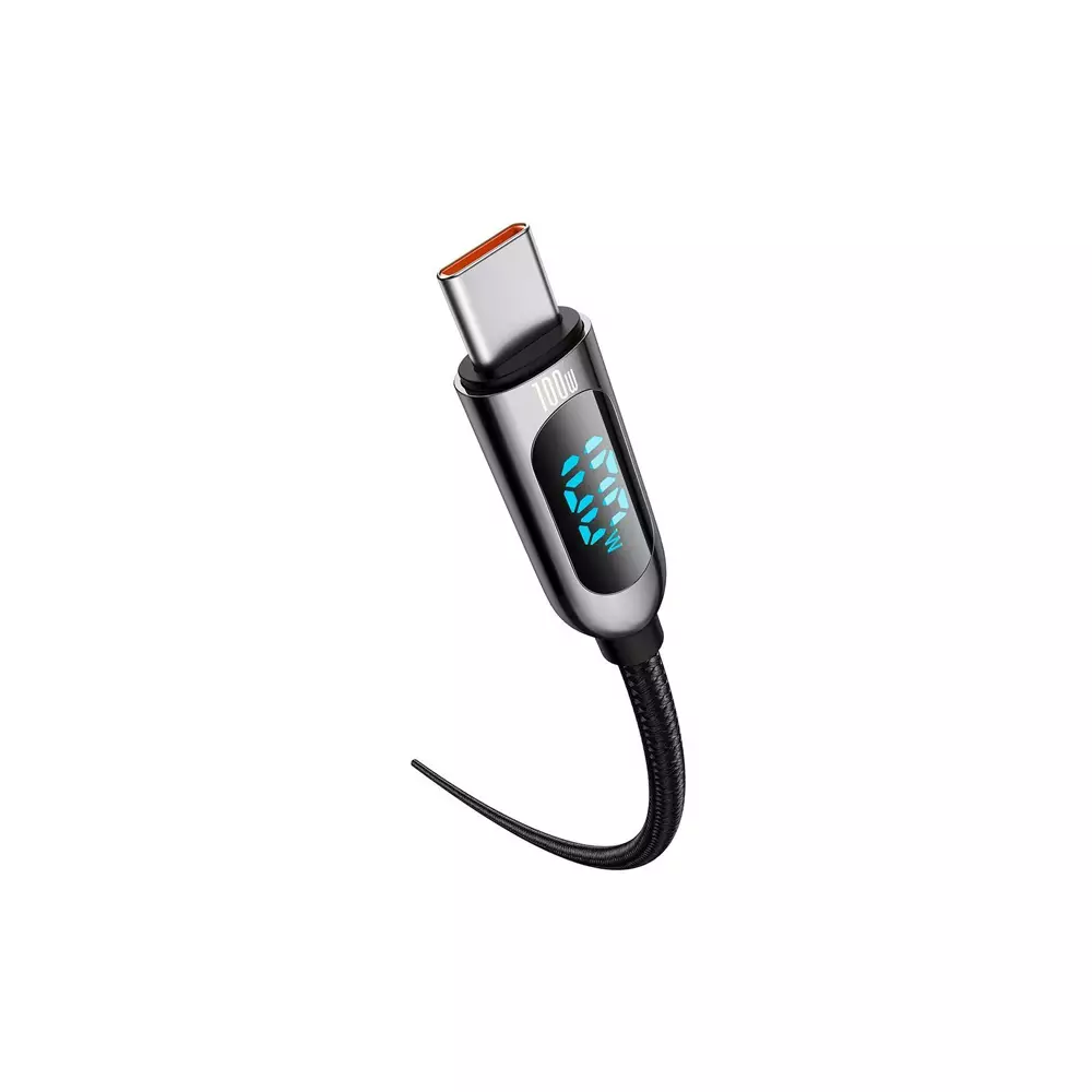 BASEUS 100W TYPE C TO TYPE C 1M FAST CHARGING CABLE WITH DIGITAL DISPLAY - 0