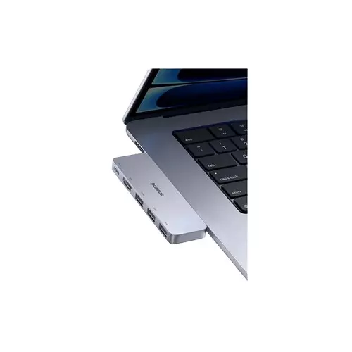 Baseus UltraJoy Series Dual Type-C Male to HDMI Tri USB 3.0 & Type-C Female Grey Hub Converter - 2
