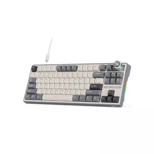 RK Royal Kludge R87 PRO TKL Hot Swappable RGB Wired Gaming Keyboard - Half Grey - 1