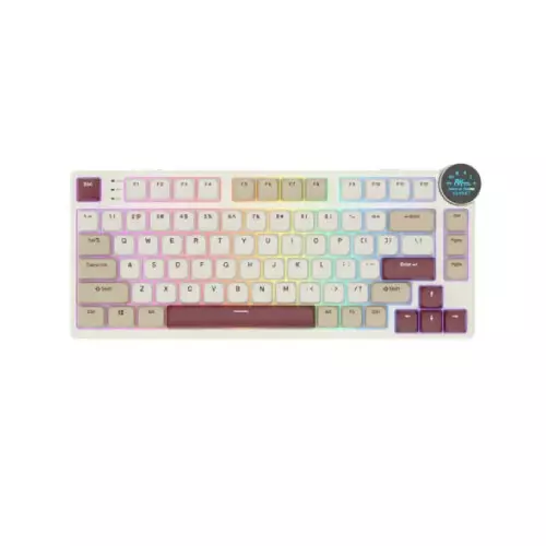 Royal Kludge N80 Low-Profile Tri-Mode RGB Mechanical Keyboard - Rosy Clouds (Red Switch)