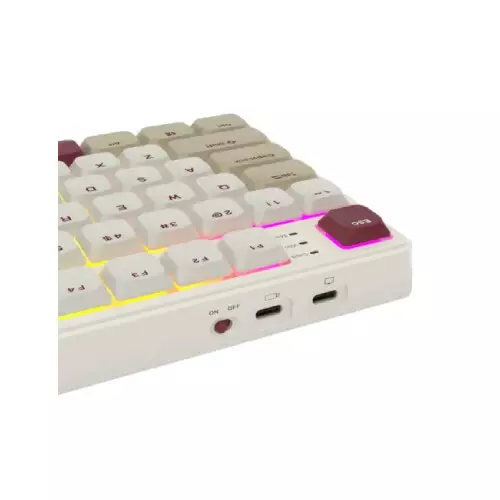 Royal Kludge N80 Low-Profile Tri-Mode RGB Mechanical Keyboard - Rosy Clouds (Red Switch) - 3