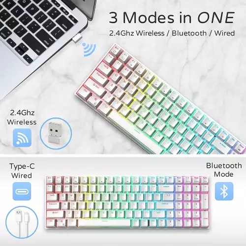 RK ROYAL KLUDGE RK100 Wireless Tri-Mode Mechanical Keyboard (Brown Switch) - 2