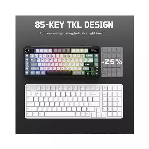 ROYAL KLUDGE RK L75 Hot Swappable Tri Mode Mechanical Gaming Keyboard - Palm Green - 3