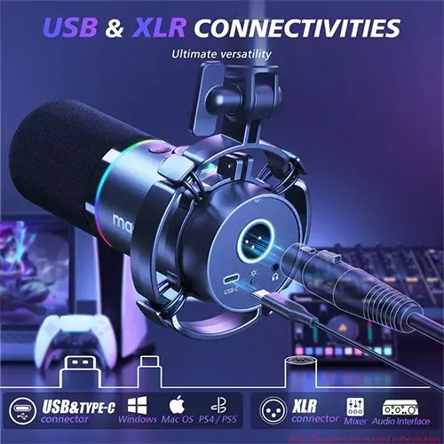 MAONO PD200XS USB/XLR Dynamic Microphone Set with Boom Arm - 2