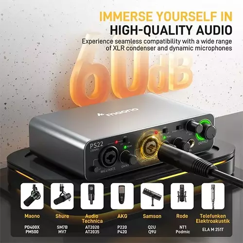 MAONO ProStudio PS22 USB-C Audio Interface (Gray) - 4