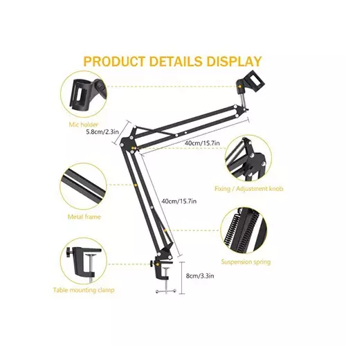 MAONO B01 Microphone Suspension Boom Scissor Arm Stand - 2