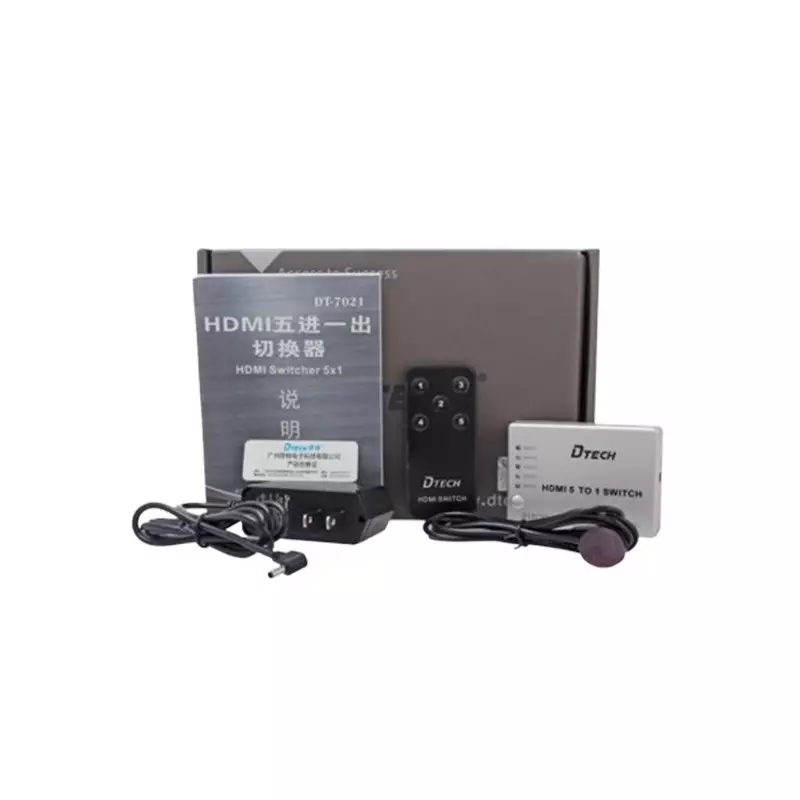 DTECH DT-7021 HDMI SWITCH 5 IN 1 OUT WITH REMOTE - 2