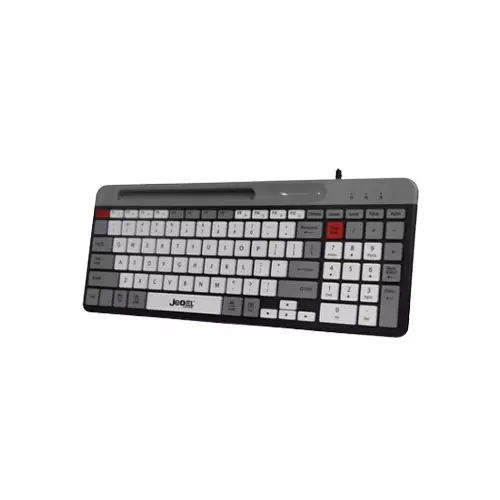 Jedel K37 Wired Slim 100 key Chocolate Keyboard With Mobilephone Holder - 0