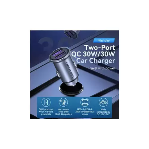 Vention FFEH0 Dual USB 30W High Power Car Charger - 0
