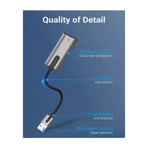 Vention CEWHB 15cm USB 3.0 Type-A to Gigabit Ethernet Adapter - 2