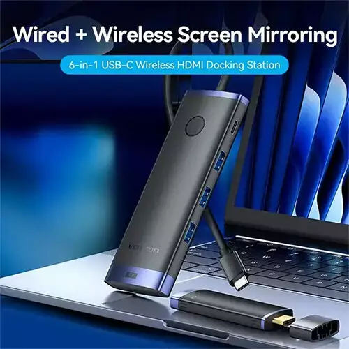 Vention TPVBB 6-in-1 USB-C Wireless HDMI Multifunction Docking Station - 1