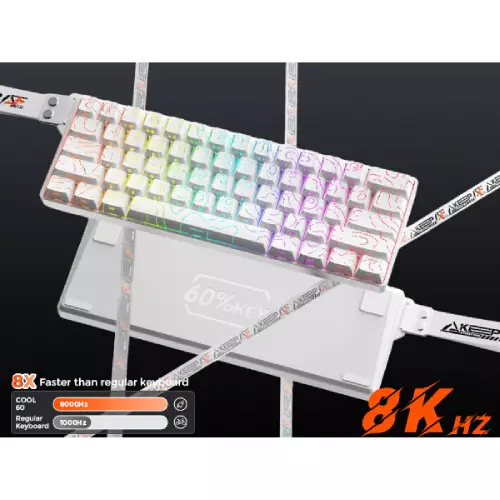 DAREU COOL 60 Wired Hot Swappable Fire Magnetic Switch Mechanical Keyboard (White Topographic) - 2