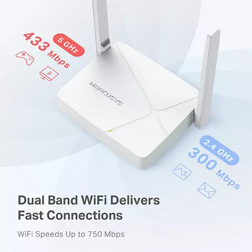 Mercusys MR20 V2 AC750 Dual-Band WiFi Wi-Fi 5 Router - 4