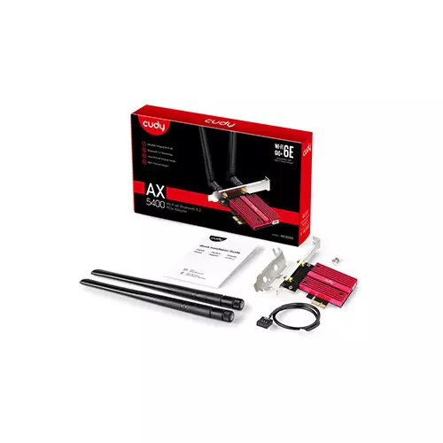 Cudy WE3000S AX5400 Wi-Fi 6E Bluetooth 5.2 PCI-E Adapter - 0
