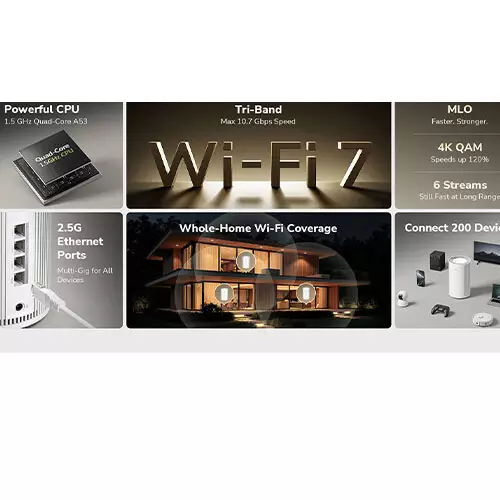 Cudy M11000 BE11000 Tri Band Wi-Fi 7 Mesh Router (1 Pack) - 1