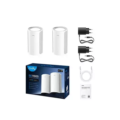 Cudy M11000 BE11000 Tri Band Wi-Fi 7 Mesh Router (2 Pack) - 1