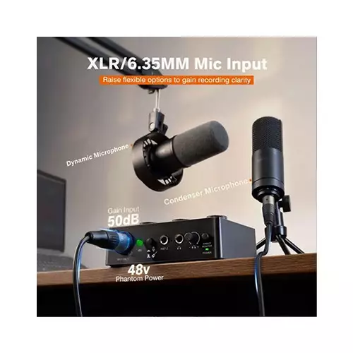 FIFINE AmpliTank  AMPLI 1 48V Phantom Power & 50dB Gain USB Audio Interface - 2