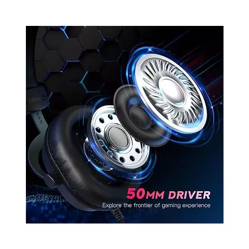 FIFINE AmpliGame H9 3.5mm 7.1 Surround Sound Headset with USB Control Box (Black) - 1