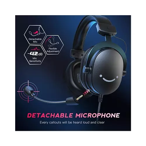 FIFINE AmpliGame H9 3.5mm 7.1 Surround Sound Headset with USB Control Box (Black) - 2