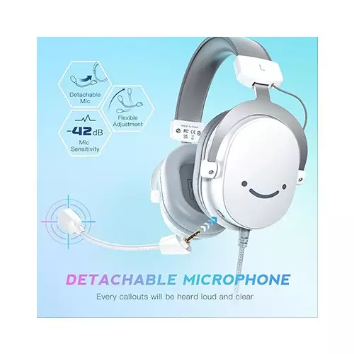 FIFINE AmpliGame H9 3.5mm 7.1 Surround Sound Headset with USB Control Box (White) - 2