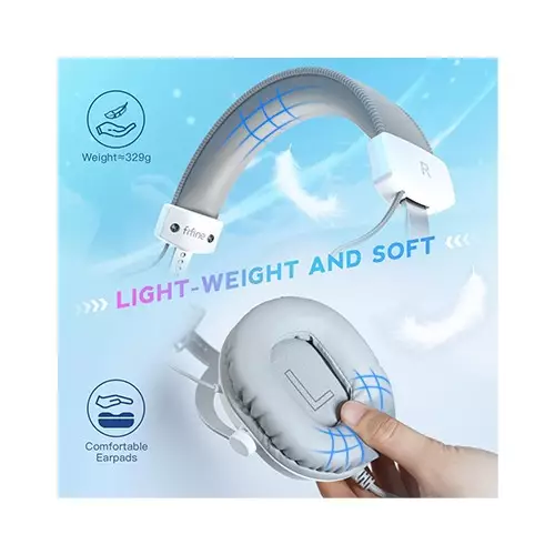 FIFINE AmpliGame H9 3.5mm 7.1 Surround Sound Headset with USB Control Box (White) - 3