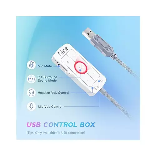 FIFINE AmpliGame H9 3.5mm 7.1 Surround Sound Headset with USB Control Box (White) - 4
