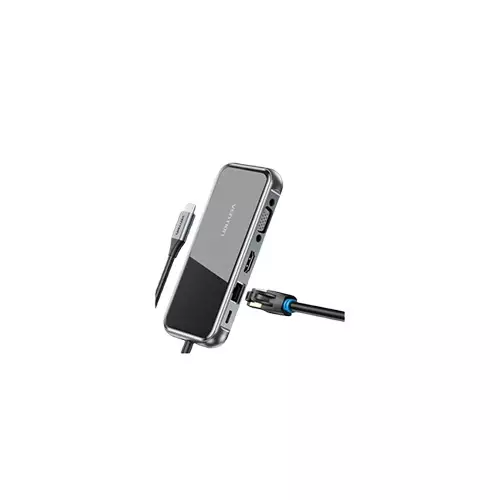 Vention TFKHB Type-C Male to Tri USB 3.0, HDMI, VGA, LAN Multiport Converter - 1