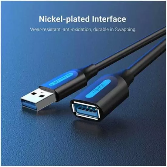 Vention CBHBJ USB 3.0 A Male to A Female Extension Cable 5M Black PVC Type - 0