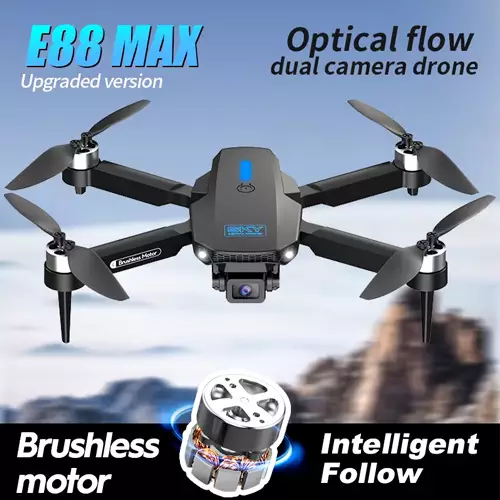 E88 Max Brushless 25min Flying 400 M FPV Distance HD Camera Drone - 0