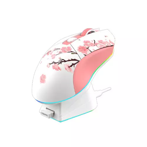 Dareu EM901X Wired & Wireless Dual Mode Gaming Mouse (Pink) With Dock - 0