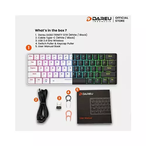 DAREU EK861 TRINITY GTR Tri-Mode Hotswap Mechanical Keyboard (Black) - 3