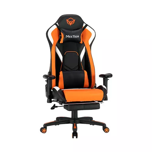 MEETION MT-CHR22 LEATHER RECLINING E-SPORT FOOTREST GAMING CHAIR (Orange) - 1