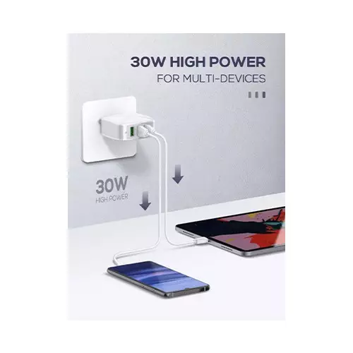 LDNIO A3310Q QC3.0 3-Port Wall Charger with Lightning Cable - 1