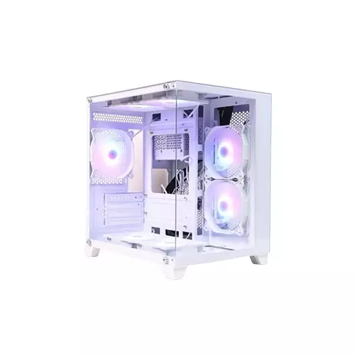 Revenger Base Dynamic Mini Mid Tower Micro ATX ARGB Desktop Gaming Case (white) - 1